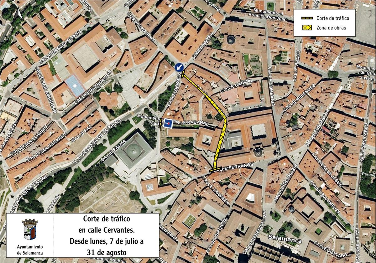 La céntrica calle de Salamanca cerrada al tráfico durante los próximos dos meses