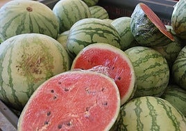 Un palé de sandías de Frutas La Perla.