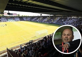 El estadio Helmántico y, la derecha, el presidente mexicano del club Manuel Lovato.