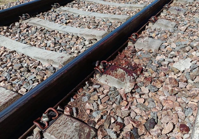 Restos de sangre en las vías junto al lugar del impacto.