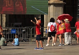 Salamanca vive la final de la Eurocopa de España a la sombra de la Plaza Mayor