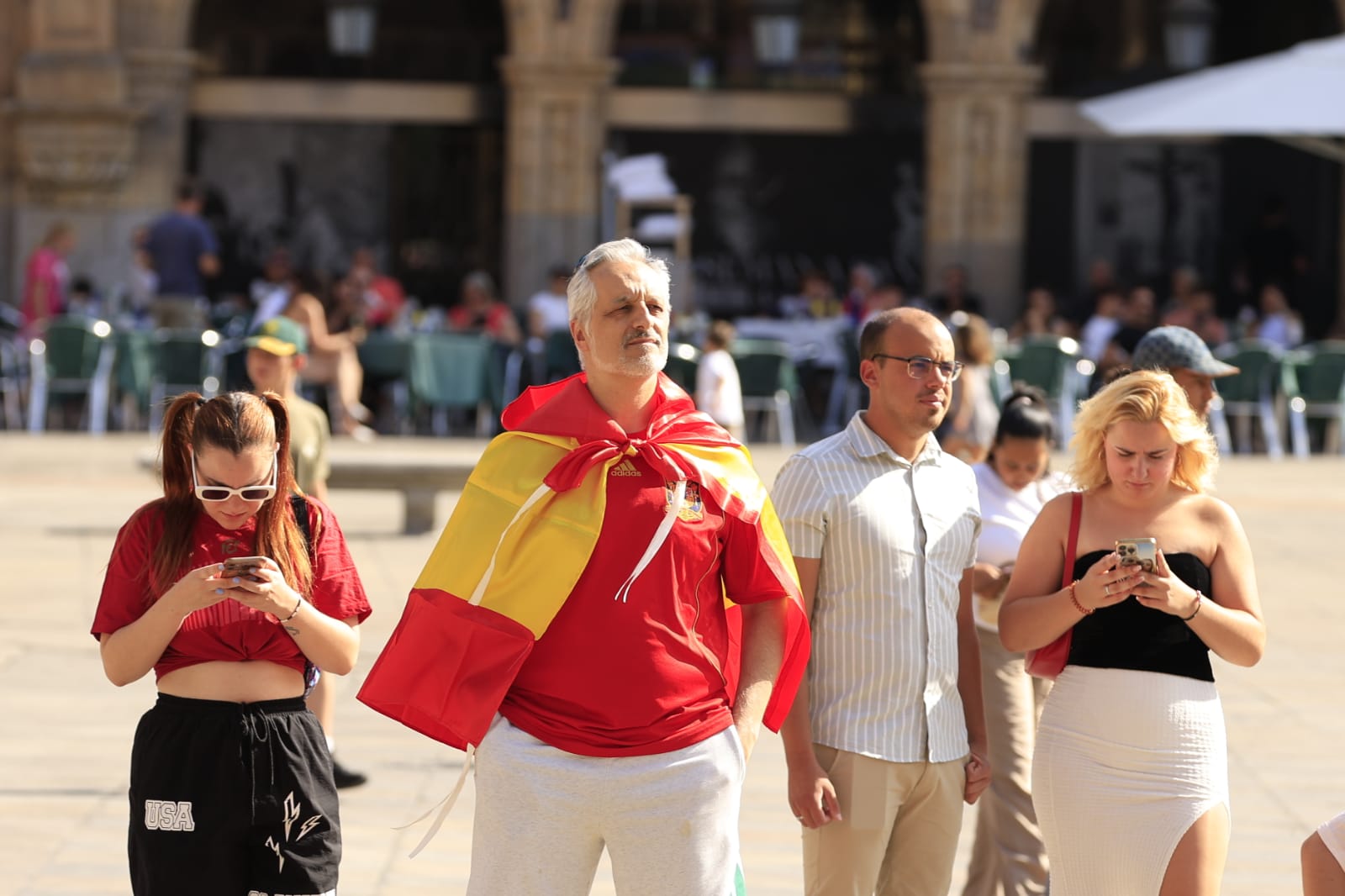Salamanca vive la final de la Eurocopa de España a la sombra de la Plaza Mayor