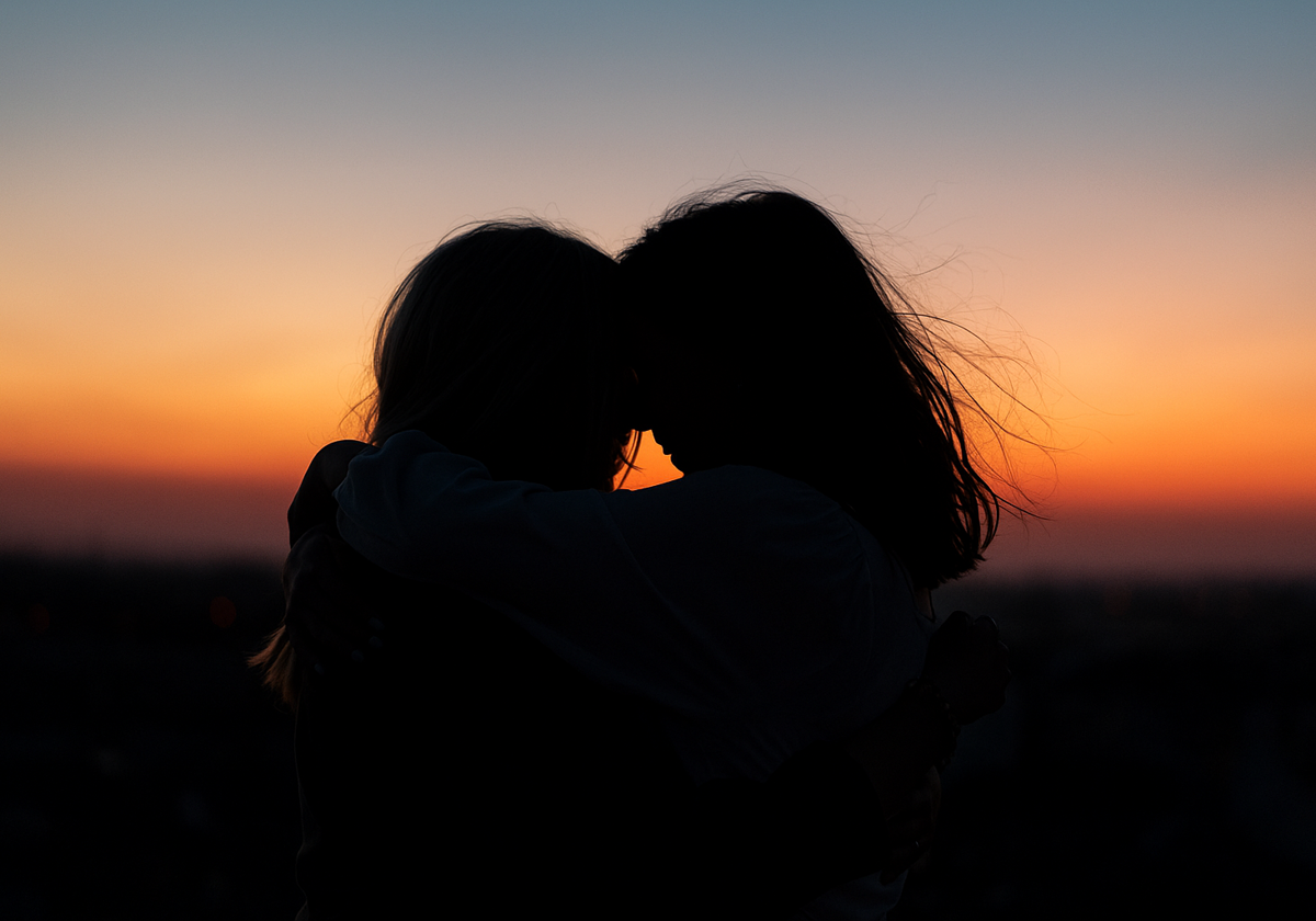 Dos amigas abrazándose