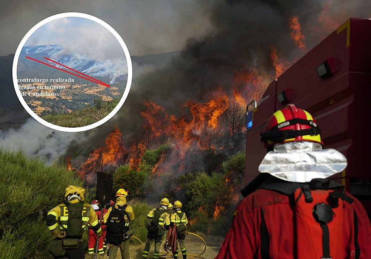 La técnica de fuego contra el fuego en Salamanca para dar «muerte» al incendio de Jarilla