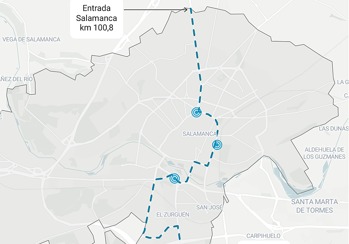 Las calles de Salamanca por las que 'volará' la Vuelta: un paso fugaz y sin límite de velocidad por el centro de la ciudad