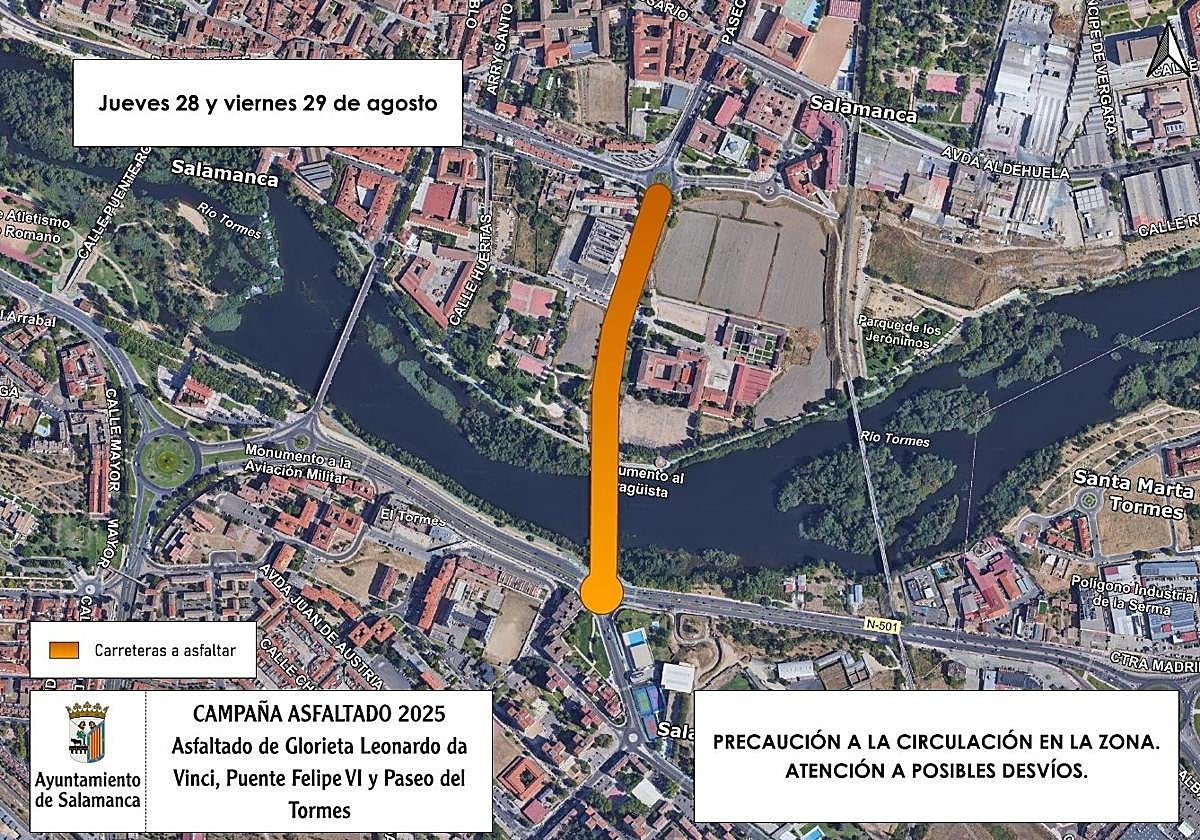 Cortes de tráfico y desvíos hasta el viernes en el Puente de Felipe VI y Arroyo de Santo Domingo