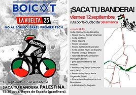 Llamadas a sacar la bandera de Palestina en estos puntos de Salamanca y Guijuelo durante la Vuelta