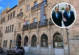 Centro documental de la Memoria Histórica de Salamanca y, a la derecha, el ministro Ángel Torres en su visita ayer a Tenerife.