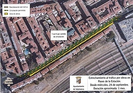 Plano de los cortes de tráfico y estrechamiento del paseo de la Estación en su último tramo.