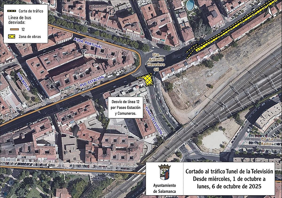 Cortado al tráfico durante cinco días el Túnel de la Televisión en Salamanca