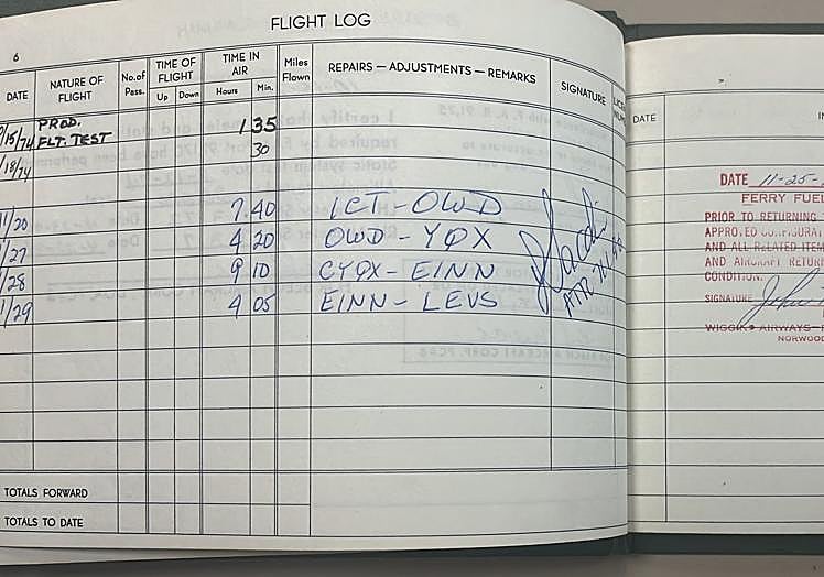 Registro del vuelo de inicio.