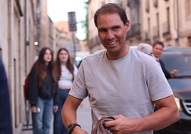 Rafa Nadal, a su llegada a Salamanca este jueves para recibir mañana el Honoris Causa de la Usal.