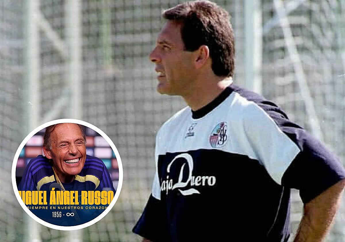 Miguel Angel Russo, en su etepa en la UD Salamanca, y a la izquierda, en el anuncio de Boca Juniors de su muerte este miércoles.