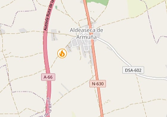 El incendio se ha decretado junto a la autovía A-66 en Aldeaseca de Armuña.