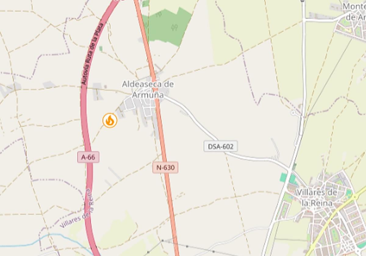 El incendio se ha decretado junto a la autovía A-66 en Aldeaseca de Armuña.
