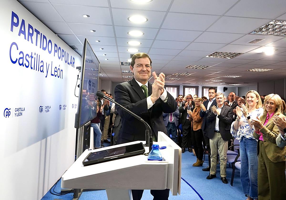 El presidente del Partido Popular de Castilla y León, Alfonso Fernández Mañueco, clausura la Junta Directiva Autonómica.