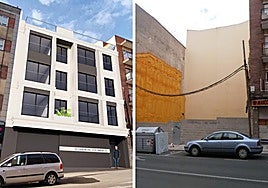 Recreación de la fachada y solar vacío en el que se levantará el edificio.