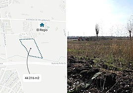 Localización y aspecto del solar en venta.