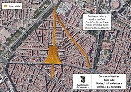 Cortes de tráfico del barrio Vidal en Salamanca.