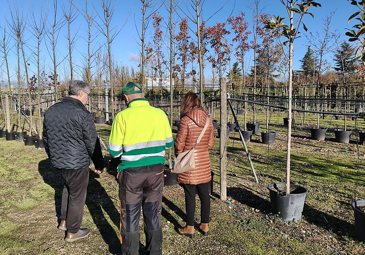 Visita de Ángel Manso a un vivero de Carbajosa.