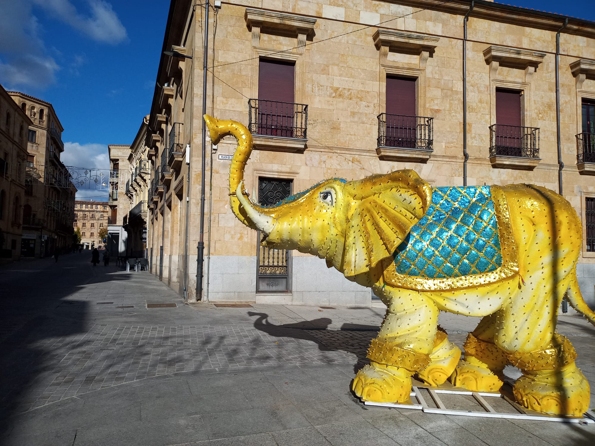 El montaje de los adornos y el mercado navideño de Salamanca, en imágenes