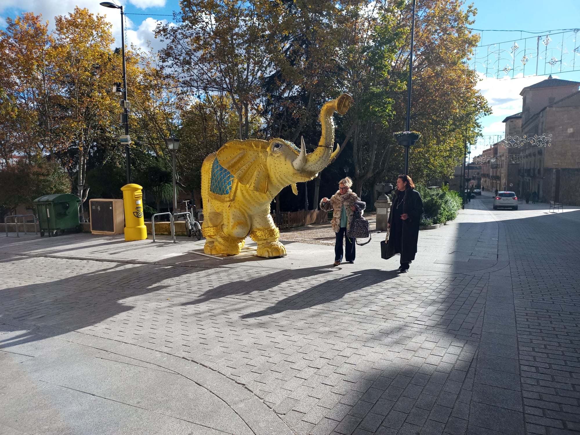 El montaje de los adornos y el mercado navideño de Salamanca, en imágenes