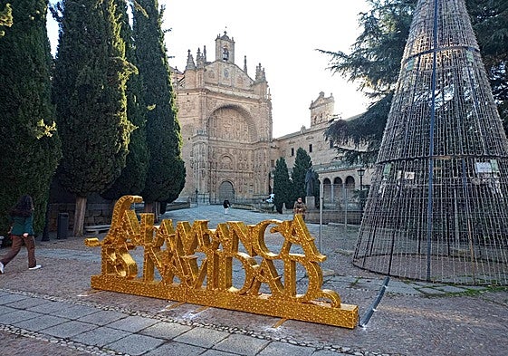 El montaje de los adornos y el mercado navideño de Salamanca, en imágenes