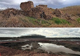 Los restos que quedaban del antiguo castillo y el campo después de su demolición.