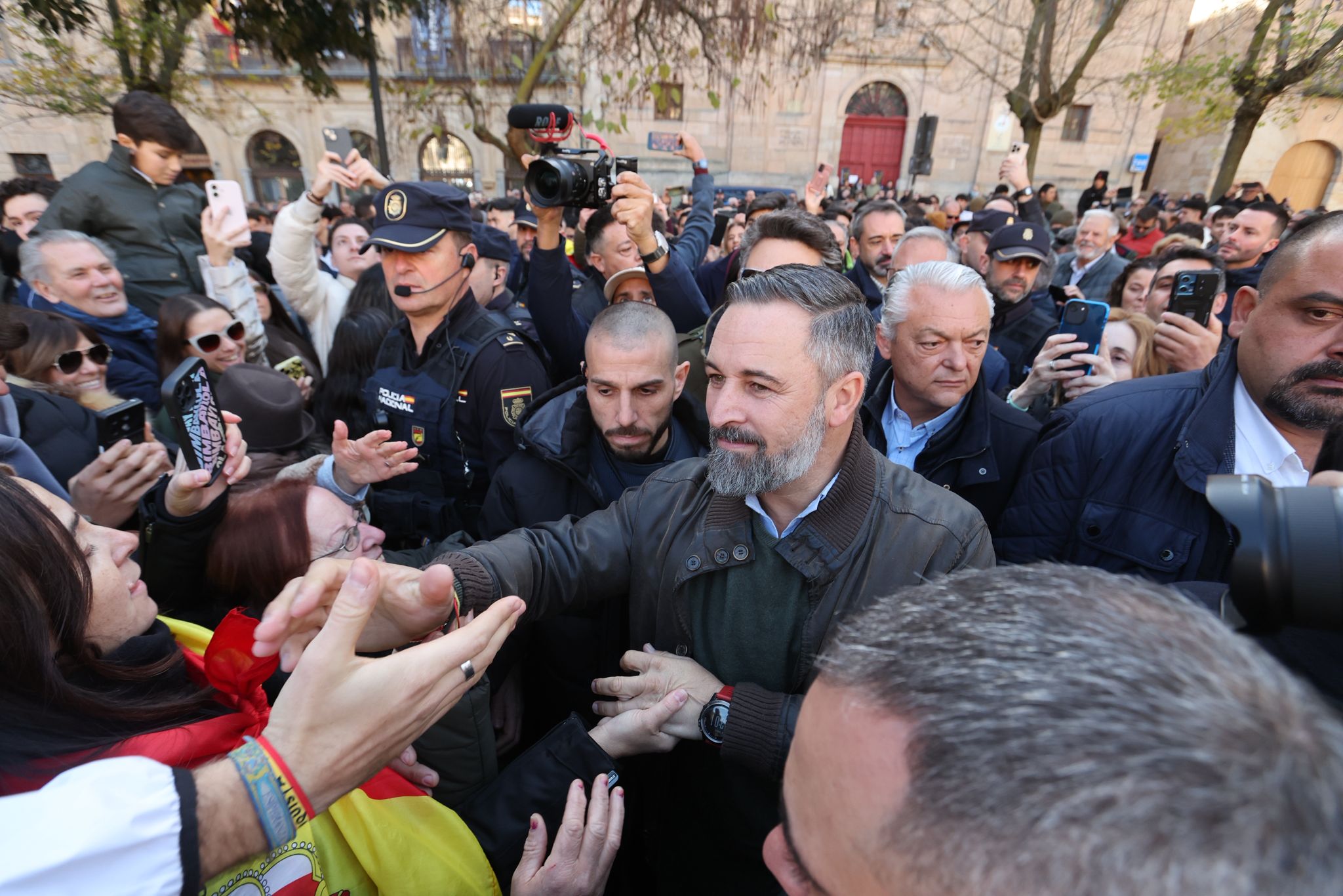 Santiago Abascal, en la plaza de los Bandos de Salamanca.