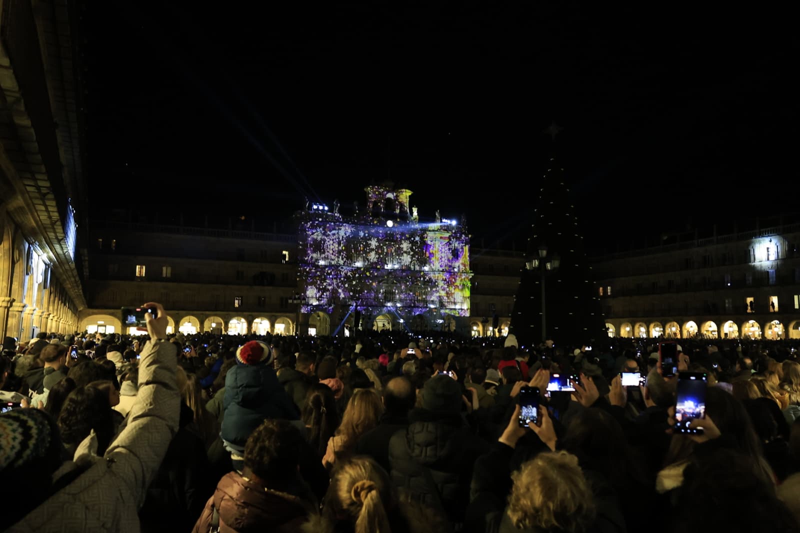 La Navidad ya deslumbra en Salamanca con luces, árbol y videomapping
