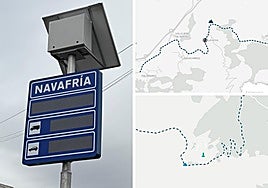 Una de las nuevas señales luminosas y las dos carreteras en las que se instalan.