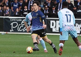 Juanje y Olmedo celebran el gol del segundo en el Reina Sofía