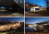 La gran crecida del Tormes apaga el juego de luces de un puente moderno y del romano