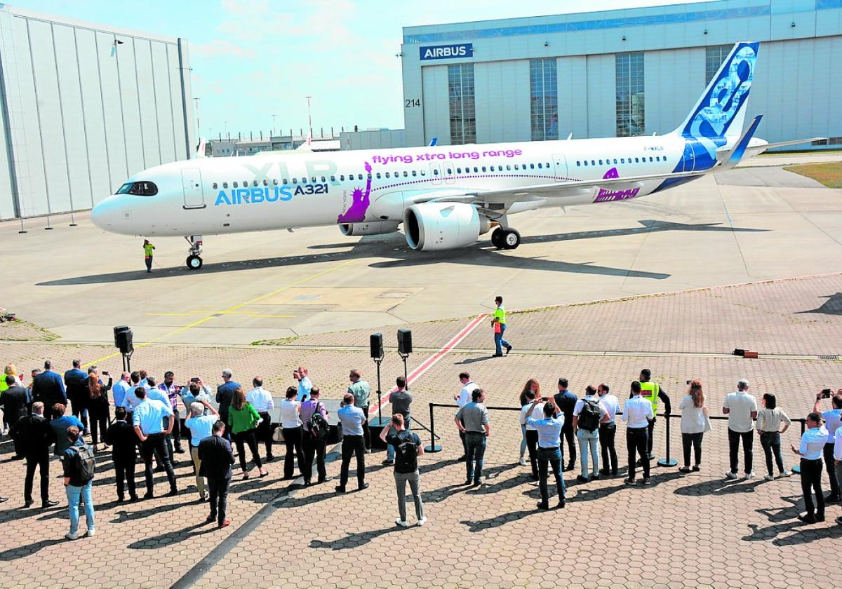 Die A321XLR nach dem Erstflug im Juni 2022.