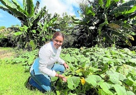 Chefköchin María Marte in ihrem Restaurant-Garten in Jarabacoaía.
