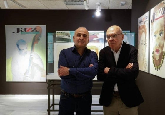 Juan Vida (l.) und Justo Navarro in der Ausstellung des Musikmuseums.
