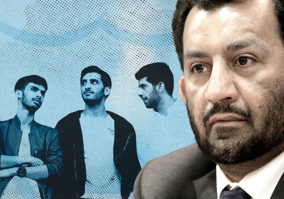 Scheich Al-Thani, rechts, und seine drei Söhne vor Gericht.