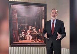 König Felipe, mit 'Las Meninas' im Hintergrund, im ersten Video, das er auf Instagram teilt.
