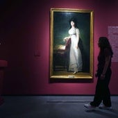 Ansicht des Saals mit dem Porträt der Marquise von Lazán von Francisco de Goya. Das Porträt der Kaiserin Eugenia zu Pferde.