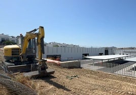 Arbeiten im neuen Gewerbegebiet.