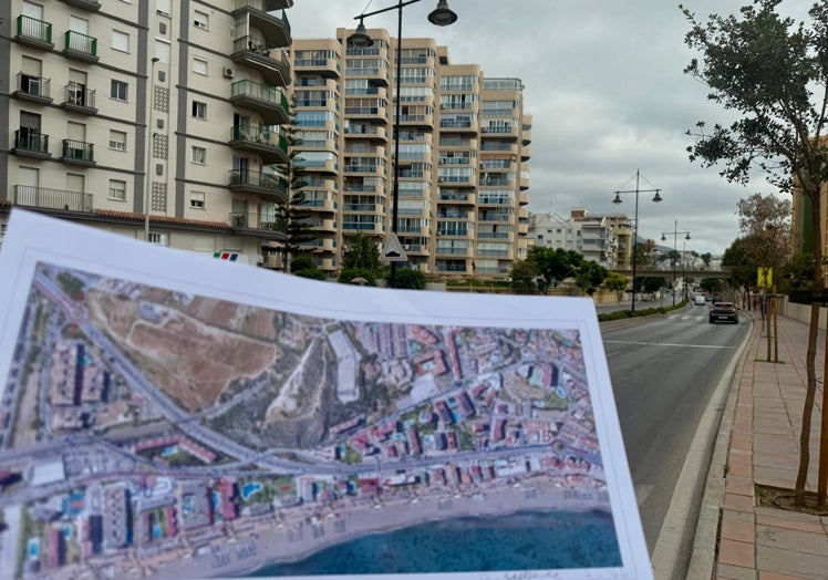 Plan des betroffenen Gebiets in Fuengirola von der Avenida de las Gaviotas aus gesehen.