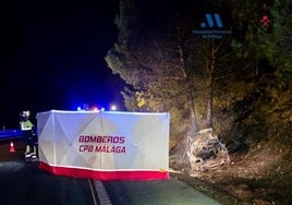 Auto in Antequera gegen Baum geprallt und in Flammen aufgegangen - Fahrer war sofort tot