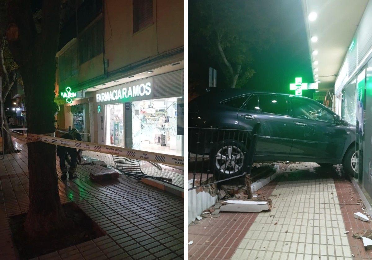 Auto kracht in eine Apotheke in Marbellas Stadtteil San Pedro Alcántara