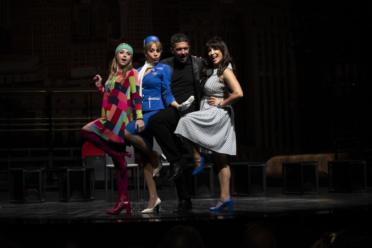 Antonio Banderas and members of the cast of the musical Company. 