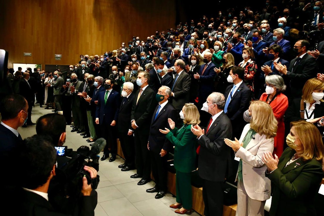 King Felipe attended the event alongside the presidents of Italy and Portugal.
