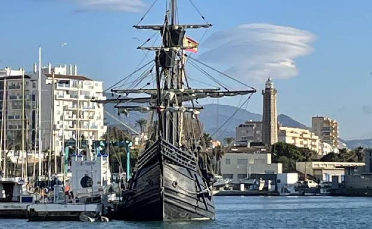 The replica of the Nao Victoria, docked in Estepona.