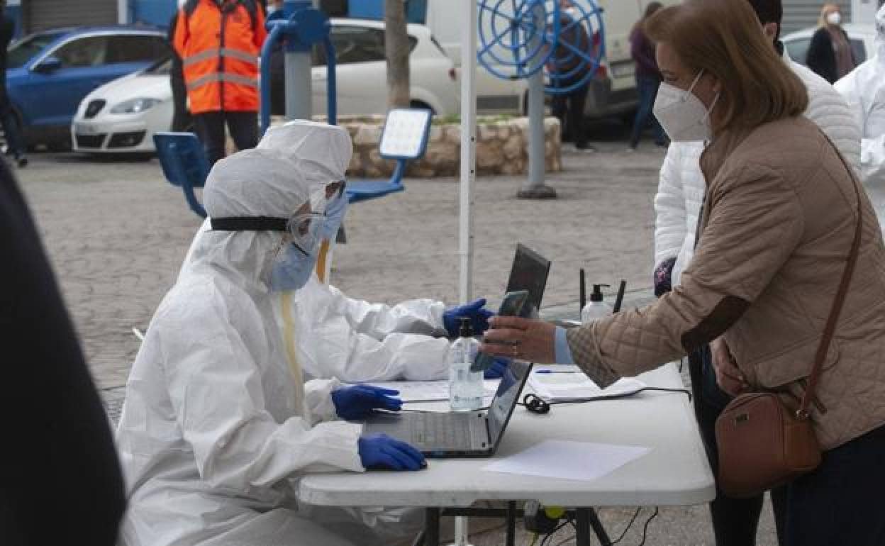 File photograph of mass testing for the virus.