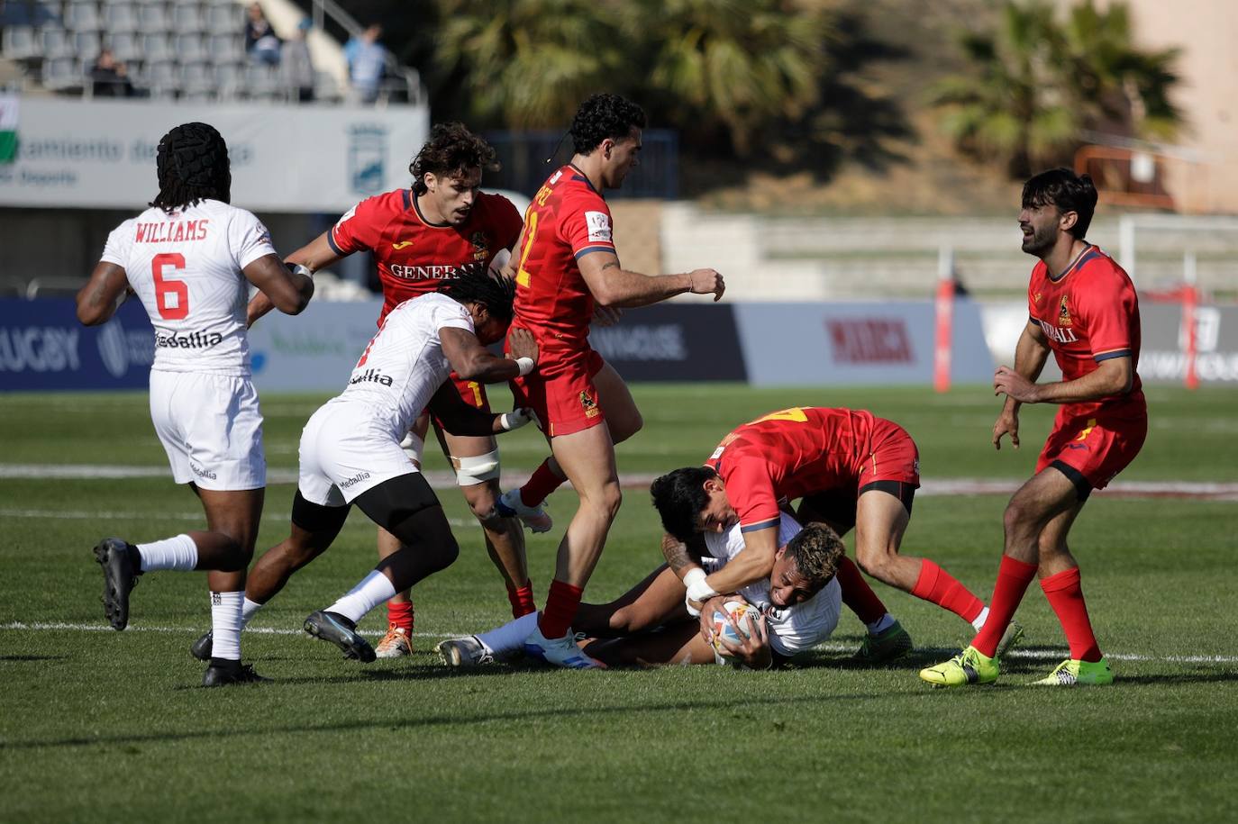 Nations compete in front of an international crowd at the Malaga athletics stadium
