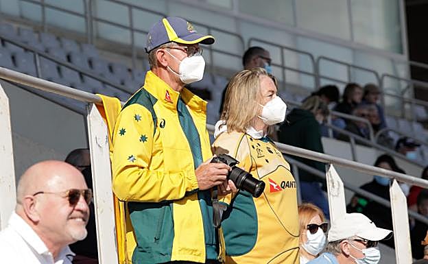Paul and Karen watch one of the ongoing games. 