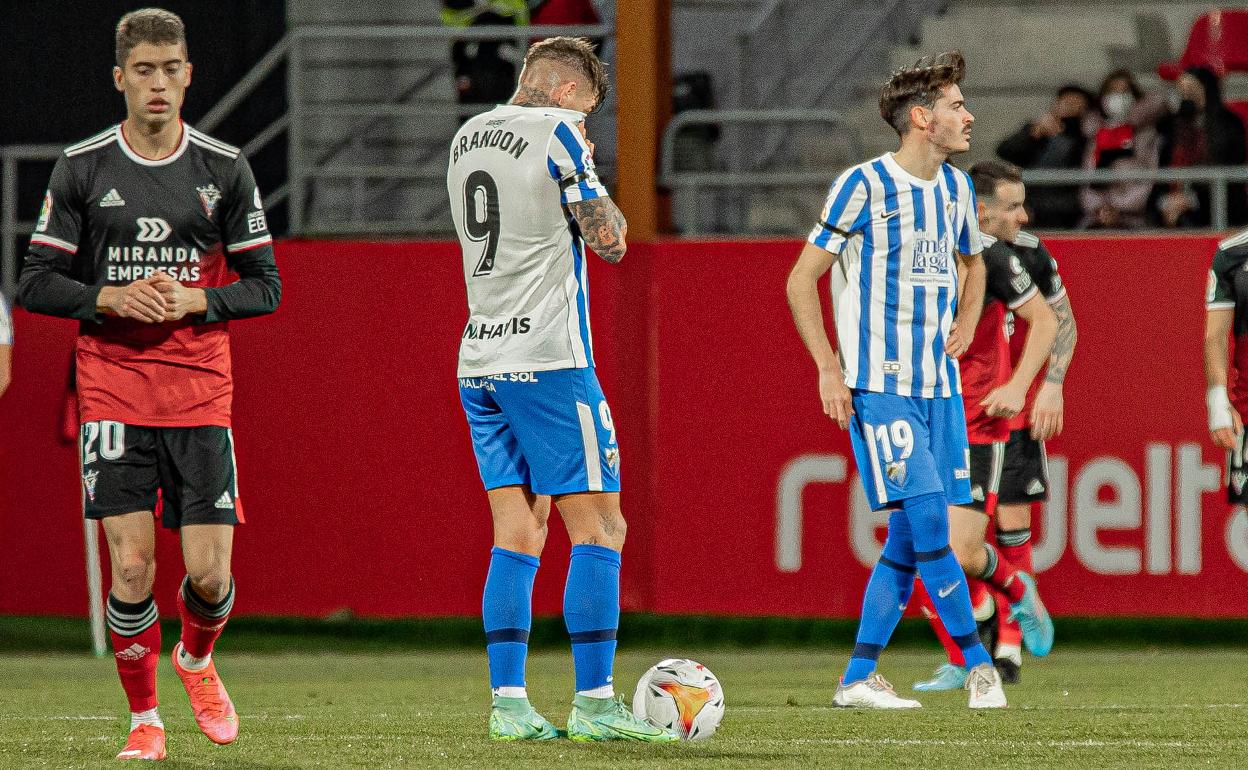 Brandon waiting to kick-off after Malaga conceded a goal. 